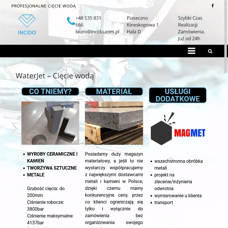 Poznań - cięcie waterjet cena