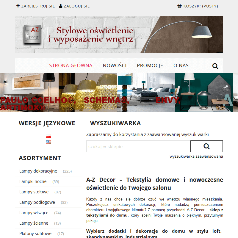 Sklep z lampami wiszącymi loft